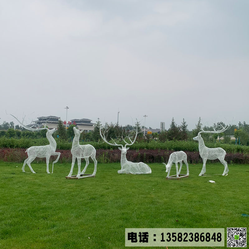 不锈钢编织鹿雕塑图片造型 支持定制不锈钢雕塑 园林公园不锈钢雕塑加工