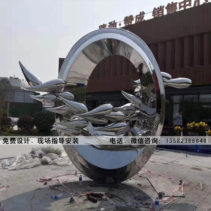 城市广场不锈钢雕塑摆件,镜面不锈钢雕塑加工制作,不锈钢鱼群雕塑图片大全
