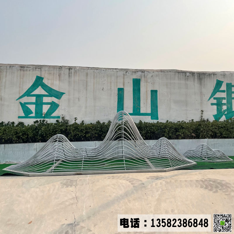 304不锈钢假山雕塑,中式庭院会所枯山水假山造景摆放,不锈钢假山雕塑图片