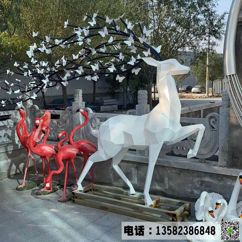 河北曲阳不锈钢雕塑厂家 现货不锈钢鹿雕塑图片价格 园林动物不锈钢雕塑报价